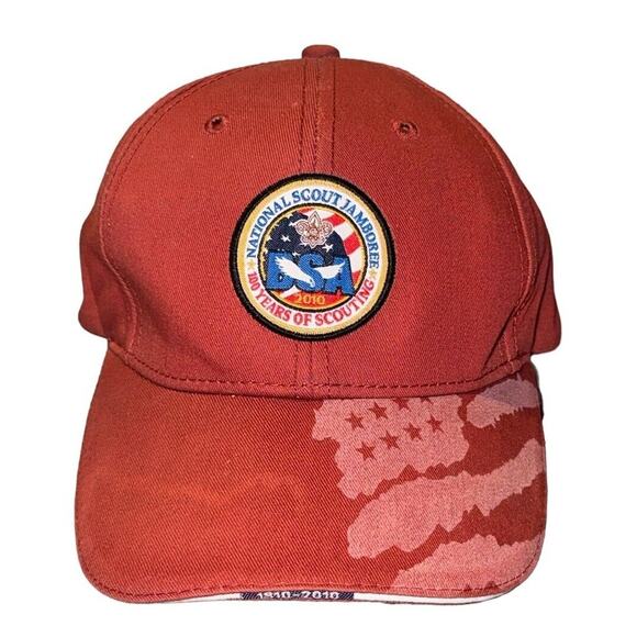 2010 Boy Scouts of America Jamboree Hat Red Cap 100 Years of Scouting Adjustable - Picture 2 of 5